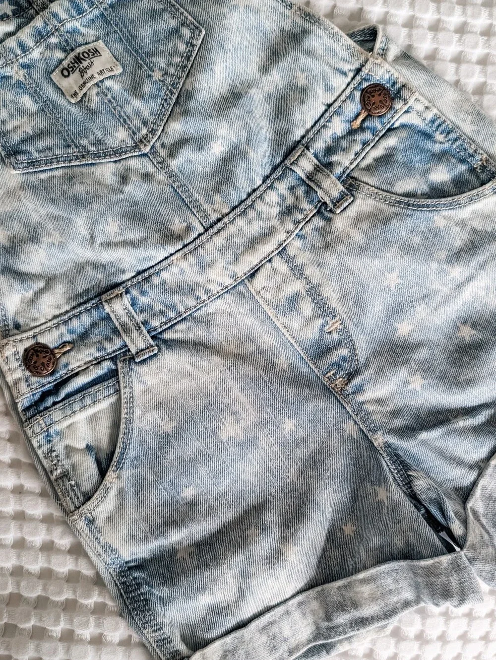 Oshkosh Faded Denim Shortalls With White Star Print